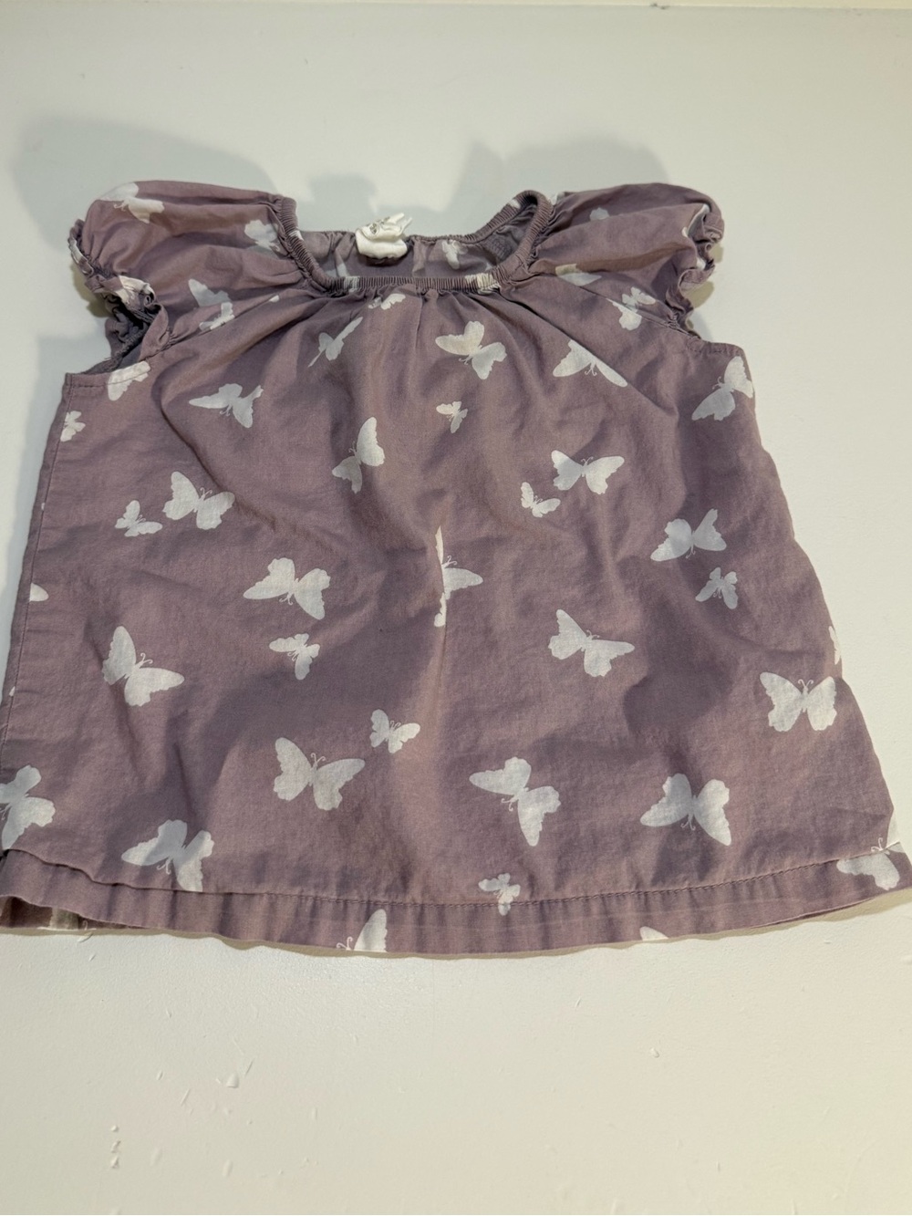H&M 12-18M Purple Butterfly Top 100% Cotton Toddler Girls Shirt